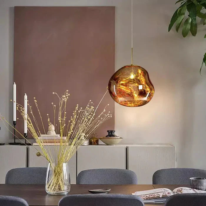 Designerska lampa wisząca topiona kula LED