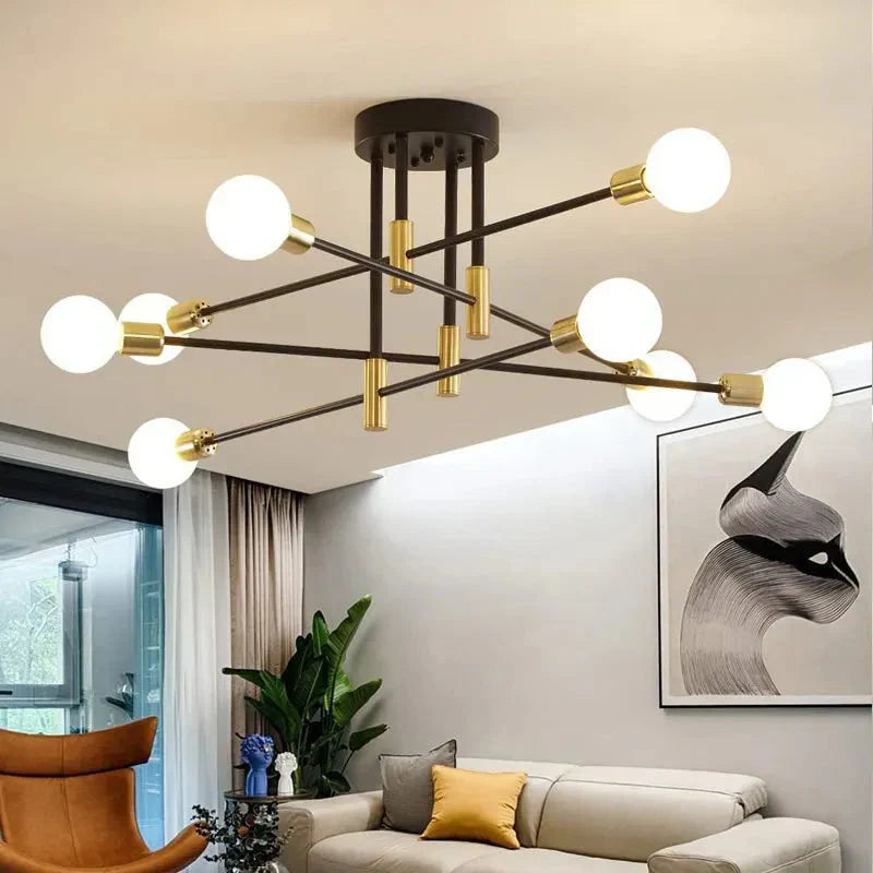 Industrialna lampa sufitowa żyrandol z okrągłymi lampami