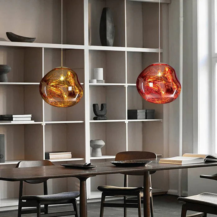 Designerska lampa wisząca topiona kula LED