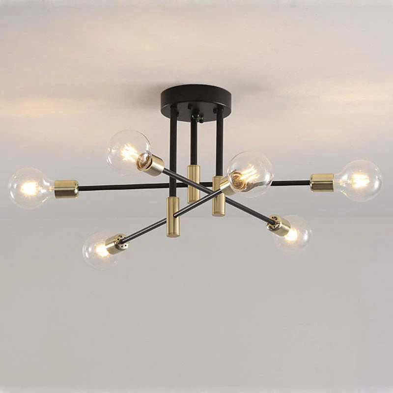 Industrialna lampa sufitowa żyrandol z okrągłymi lampami