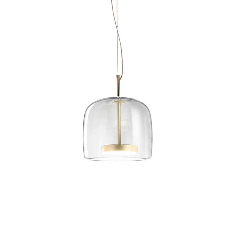 Szklana lampa wisząca LED w stylu nowoczesnym – minimalistyczny klosz i złote wykończenie