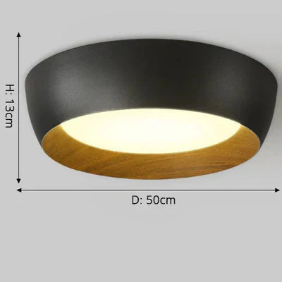 Nowoczesna lampa sufitowa LED z drewnianym akcentem