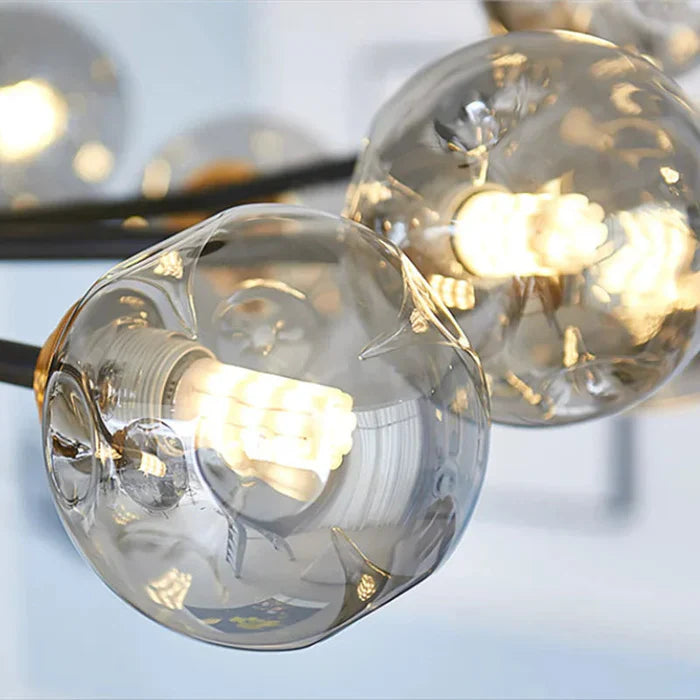 Nowoczesny żyrandol molekularny – Lampa sufitowa z szklanymi kulami