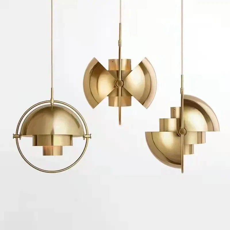 Designerska Lampa Wisząca z Metalowym Kloszem i Ozdobnym Pierścieniem