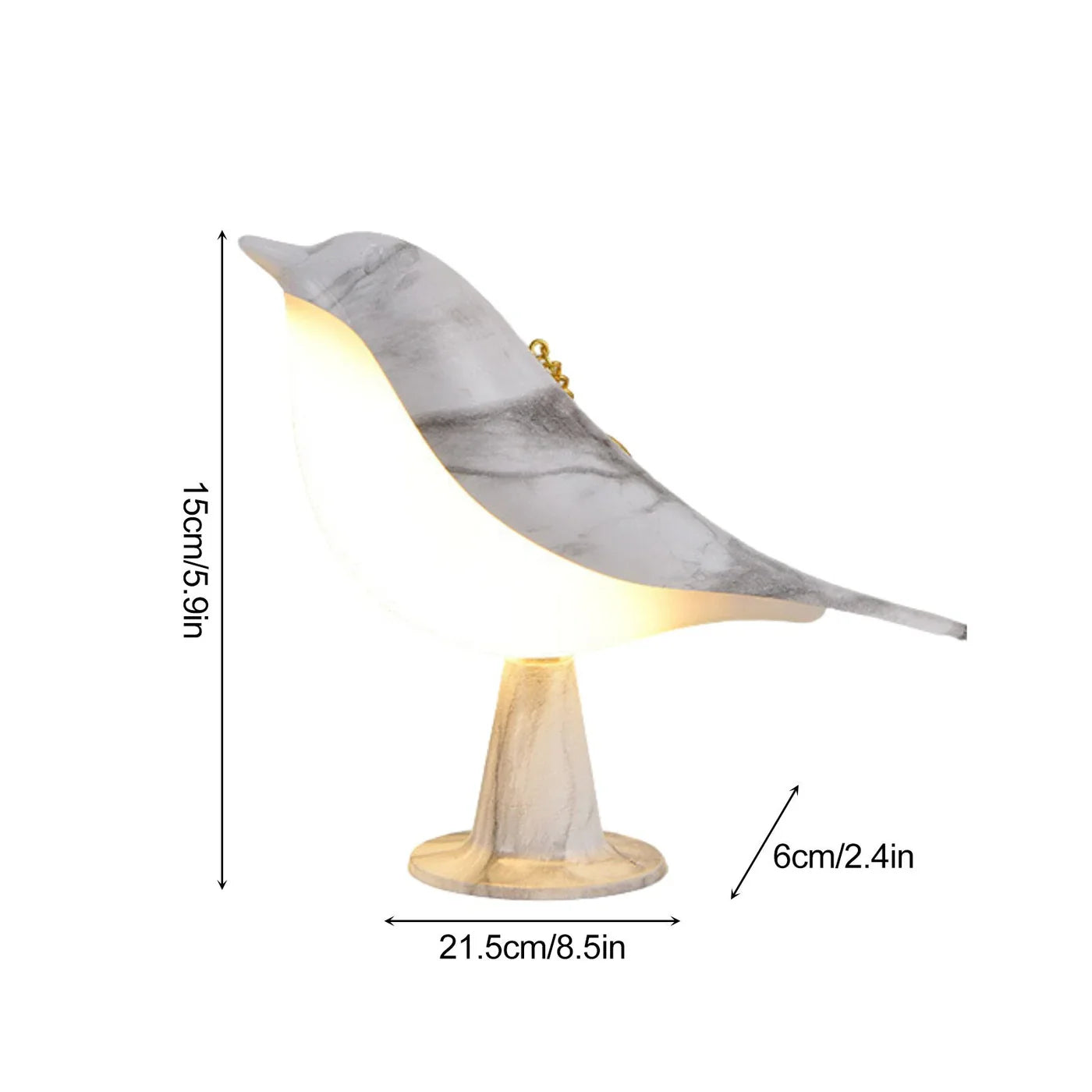 Lampka nocna LED ptaszek – dekoracyjna lampa stołowa z efektem drewna