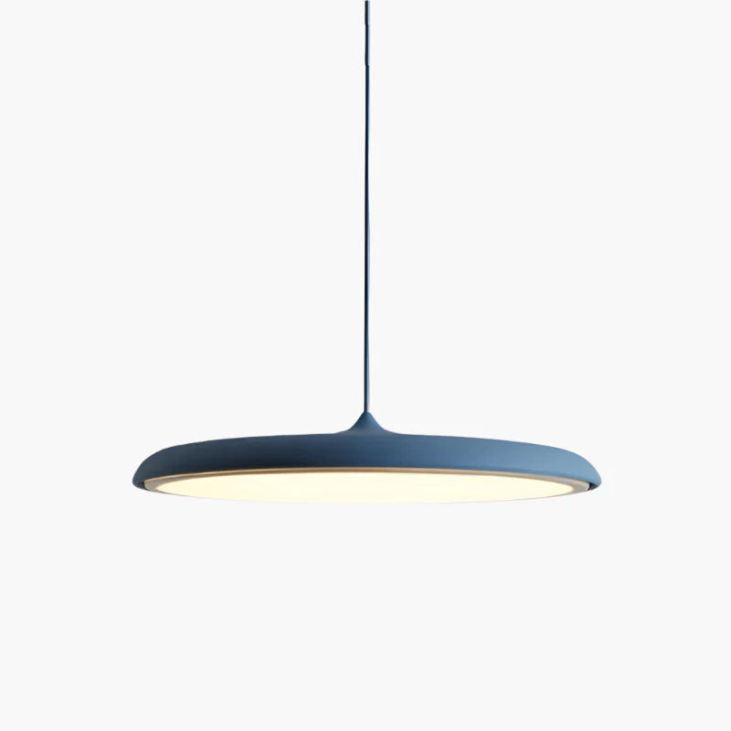 Nowoczesna lampa wisząca LED – ultracienki klosz, designerskie oświetlenie sufitowe do salonu lub jadalni