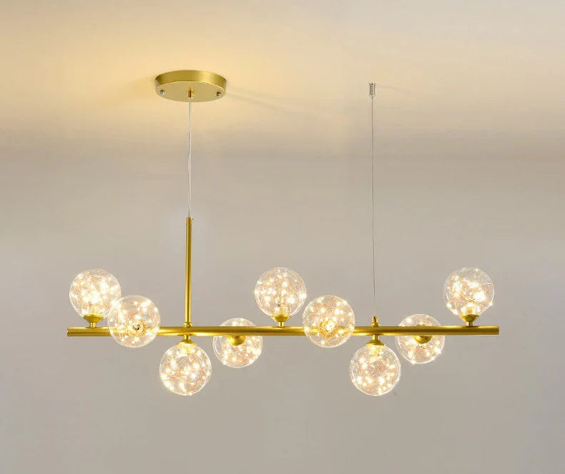 Nowoczesna lampa wisząca żyrandol poprzeczny z kulistymi kloszami