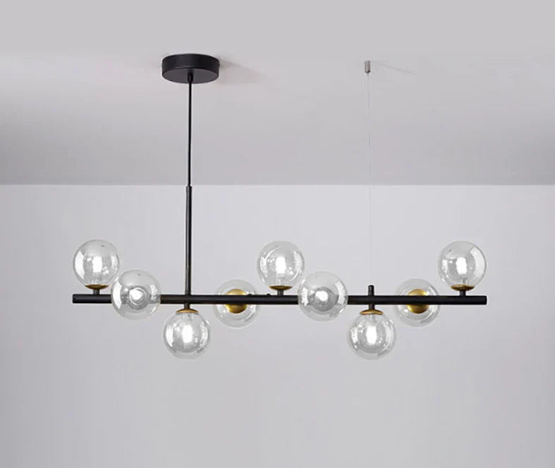 Nowoczesna lampa wisząca żyrandol poprzeczny z kulistymi kloszami