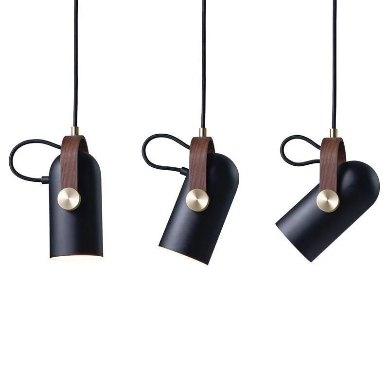 Nowoczesna lampa wisząca z drewnianym akcentem i metalowym kloszem – styl loftowy