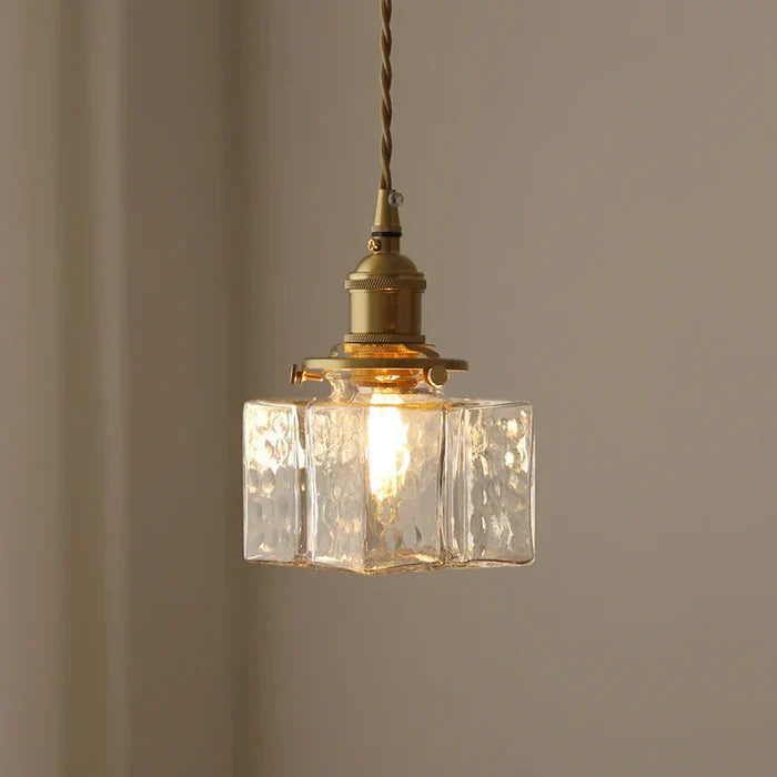 Vintage lampy wiszące szklane z mosiężnym wykończeniem