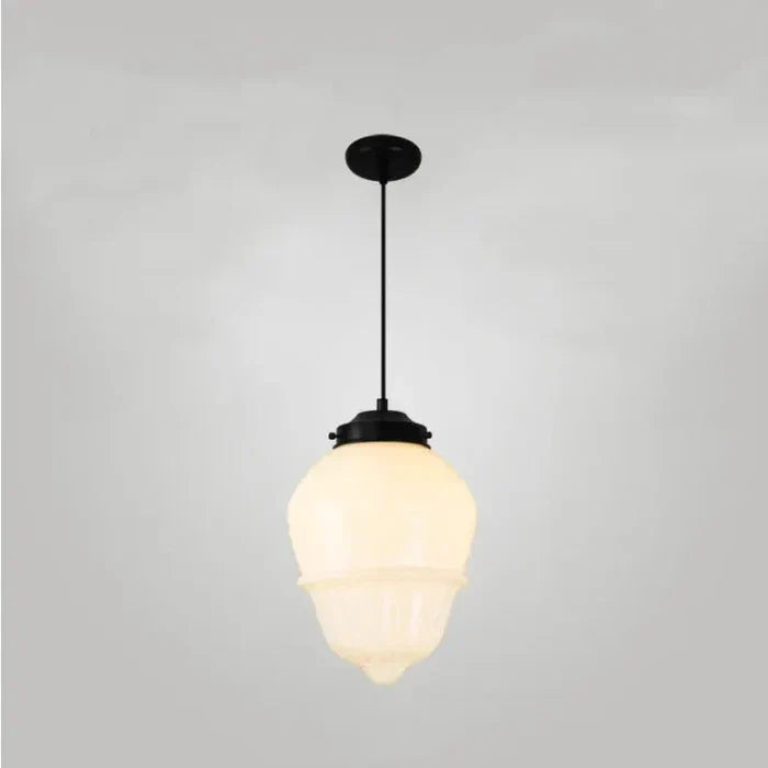 Geometryczna Lampa Wisząca z Białego Mlecznego Szkła – Styl Vintage