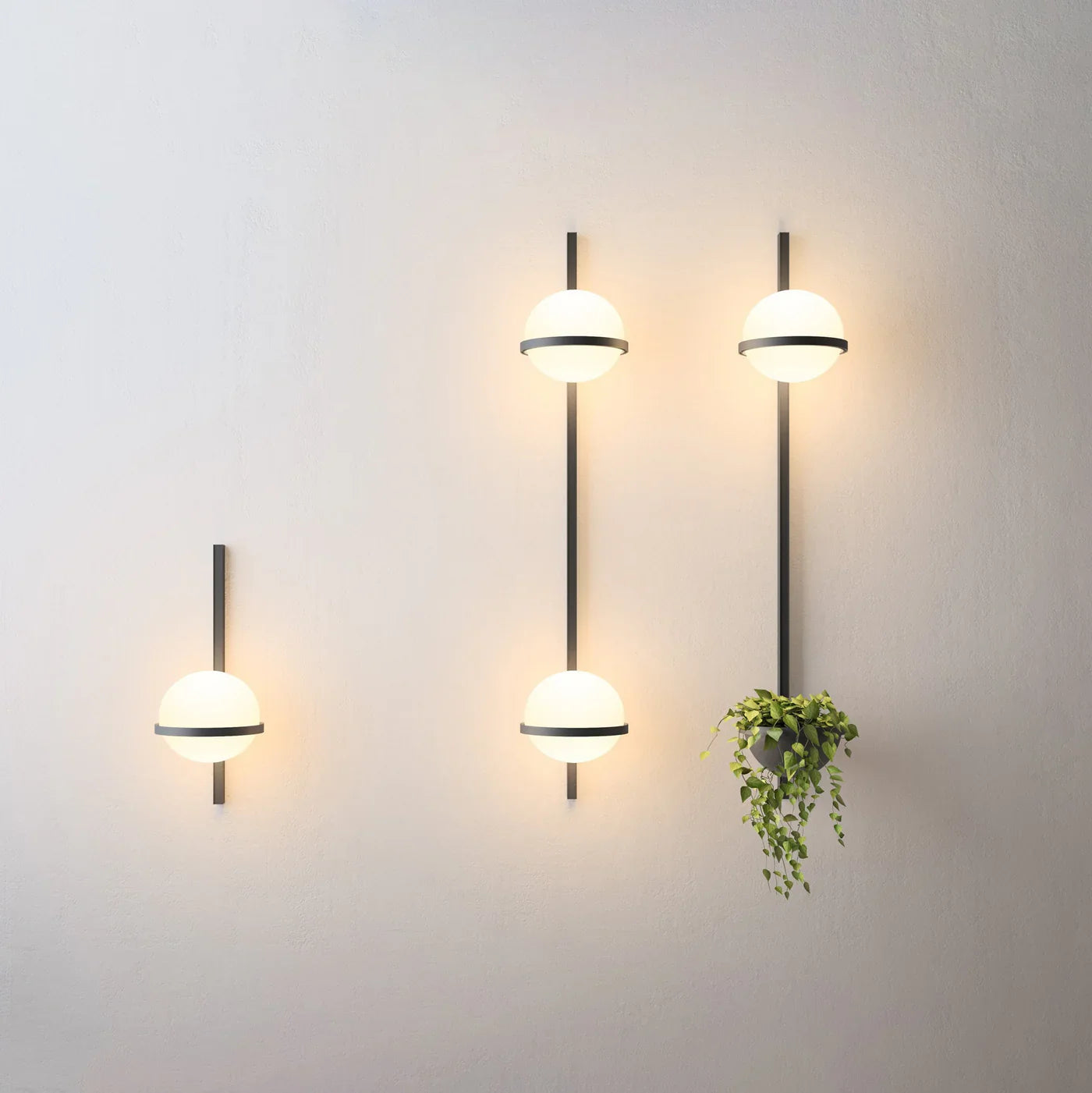 Nowoczesna Kinkietowa Lampa Ścienna z Kulkami LED i Doniczką