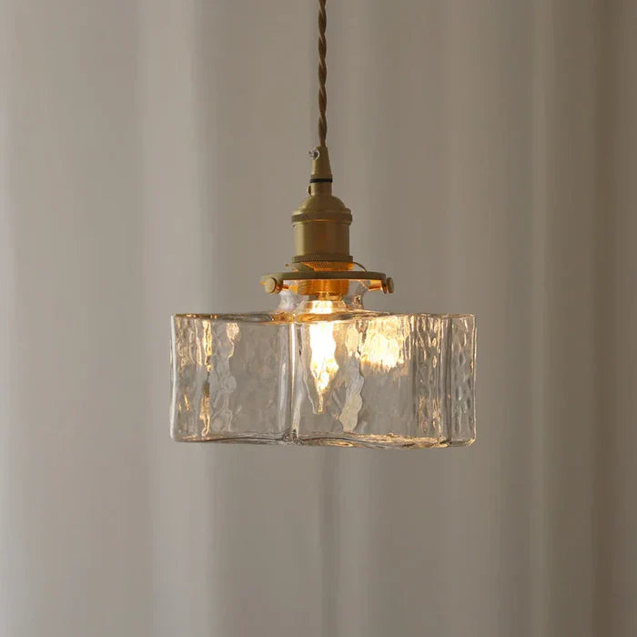 Vintage lampy wiszące szklane z mosiężnym wykończeniem
