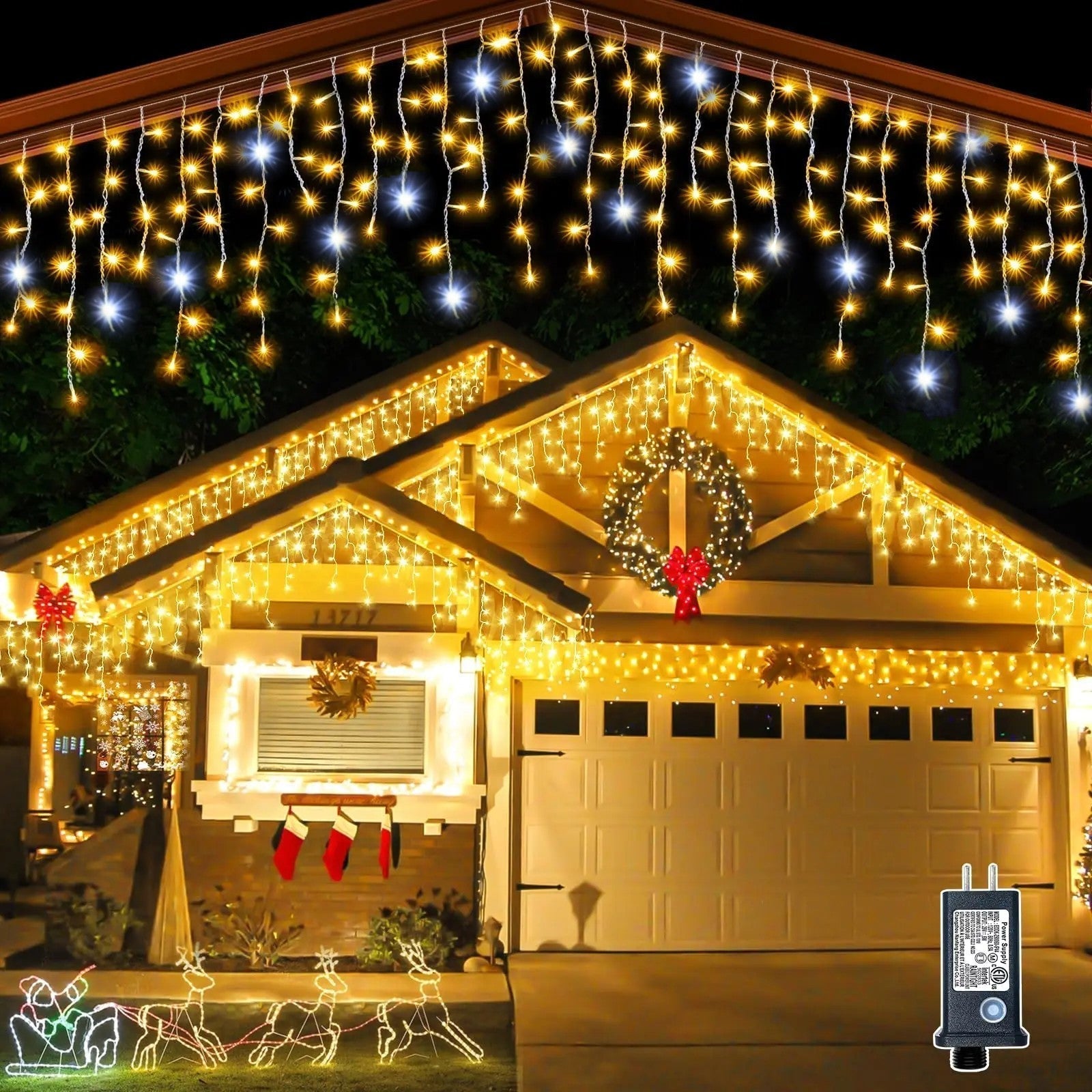 Świąteczne Lampki LED Zewnętrzne Kurtyna Świetlna