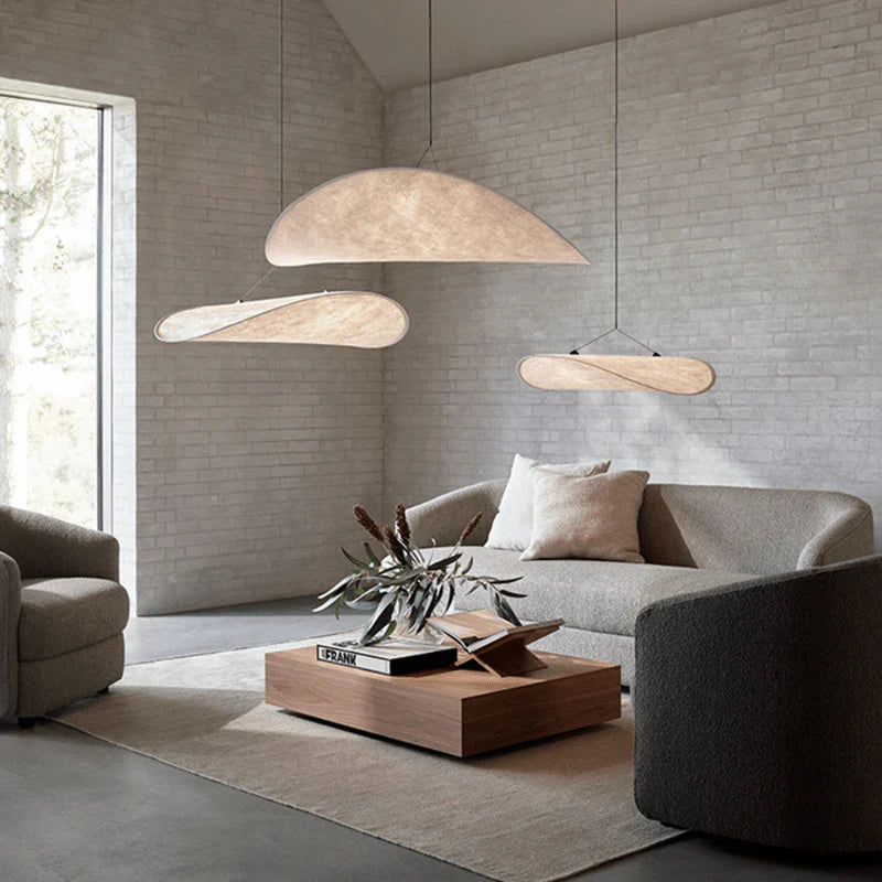 Designerska lampa wisząca Japandi w formie podłużnego panelu – nowoczesna elegancja