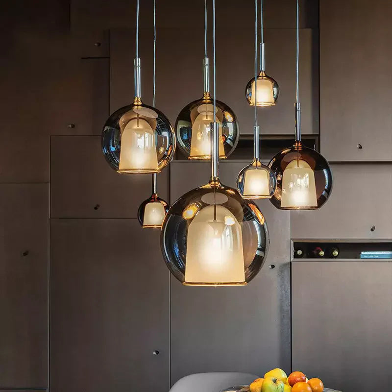 Nowoczesna lampa wisząca z kloszami ze szkła – Lampa sufitowa typu cluster z dymionym szkłem