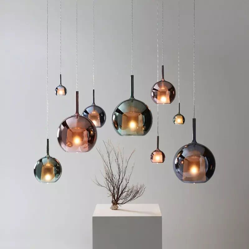 Nowoczesna lampa wisząca z kloszami ze szkła – Lampa sufitowa typu cluster z dymionym szkłem