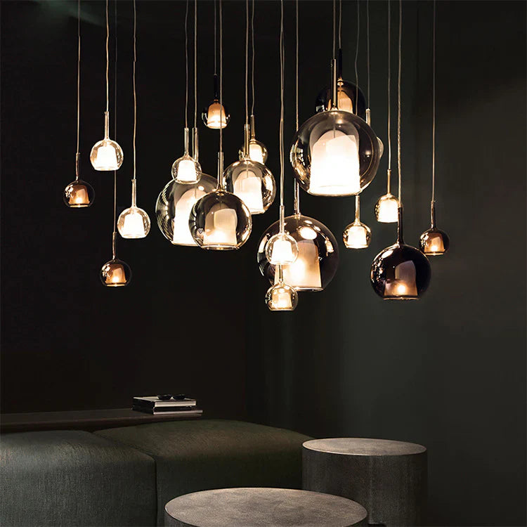 Nowoczesna lampa wisząca z kloszami ze szkła – Lampa sufitowa typu cluster z dymionym szkłem